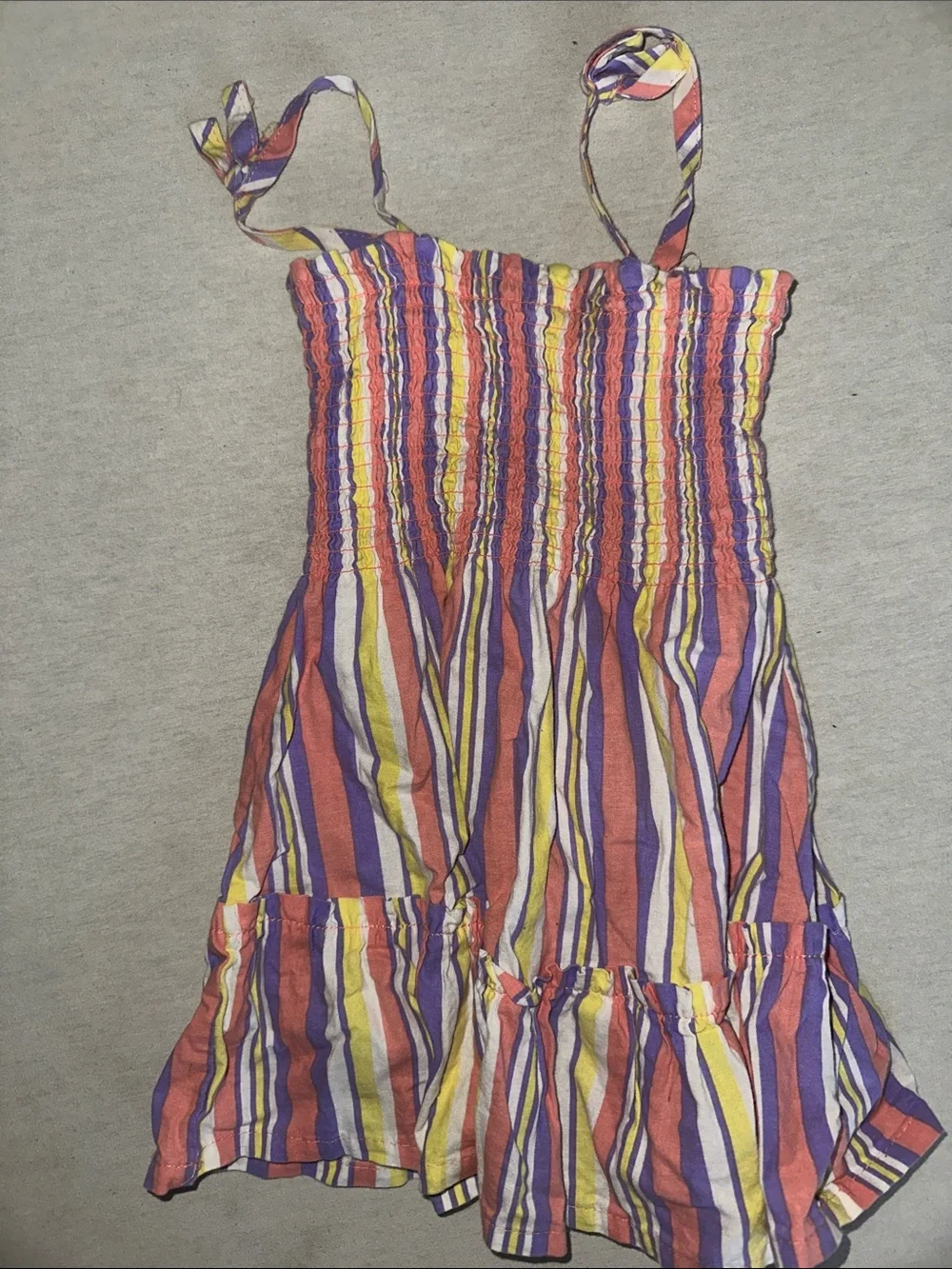 Kids Size 3T Kidgets Multicolor Striped Sundress - Purple, Yellow, Pink